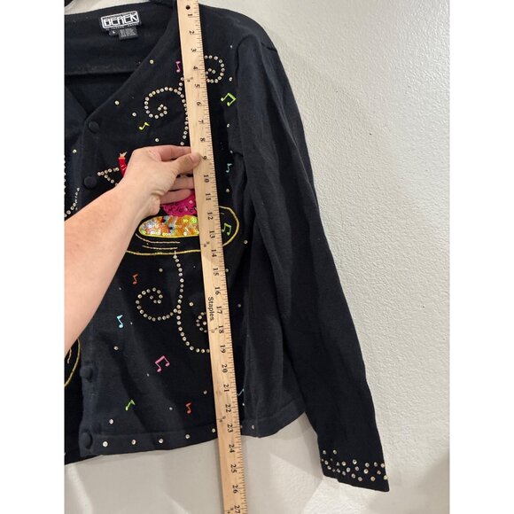 Vintage Berek Sweater Womens L Cardigan music hall of fame Embroidered Appliqué - Picture 7 of 9